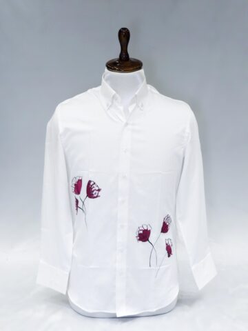 PINK FLOWER DESIGN HAND PAINT SHIRT