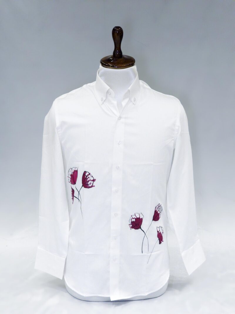 PINK FLOWER DESIGN HAND PAINT SHIRT